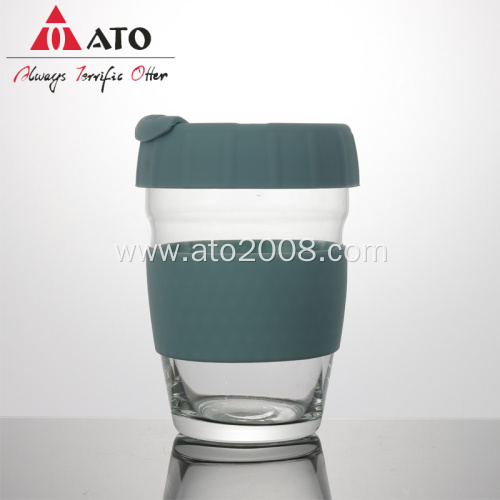 Green Silicone Sleeve Travel Tumbler Glass Coffee Cup
